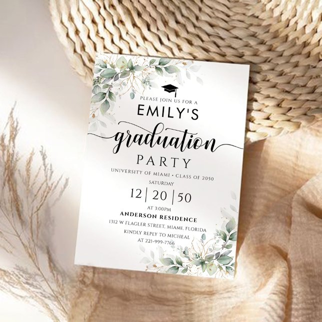 Invitation de la fête de graduation Eucalyptus (Créateur téléchargé)