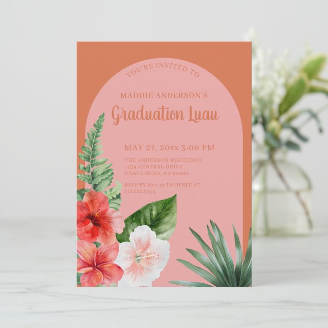 Invitation de la fête de graduation florale tropic (Debout devant)