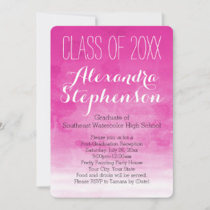 Invitation de la fête de graduation Fuchsia Waterc