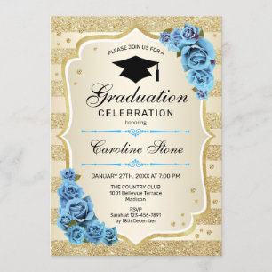 Invitation de la fête de graduation - Gold Blue