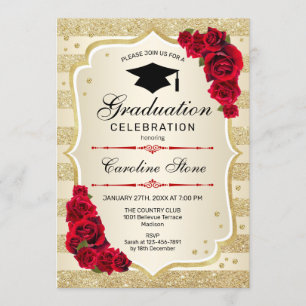 Invitation de la fête de graduation - Gold Red
