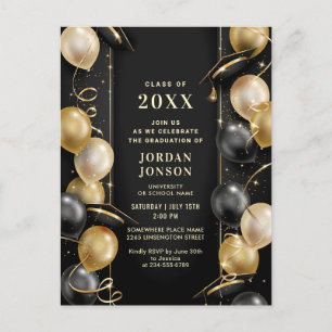 Invitation de la fête de graduation Golden Black m