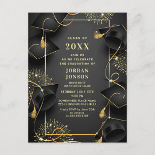 Invitation de la fête de graduation Golden Black m