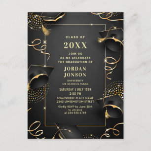 Invitation de la fête de graduation Golden Black m