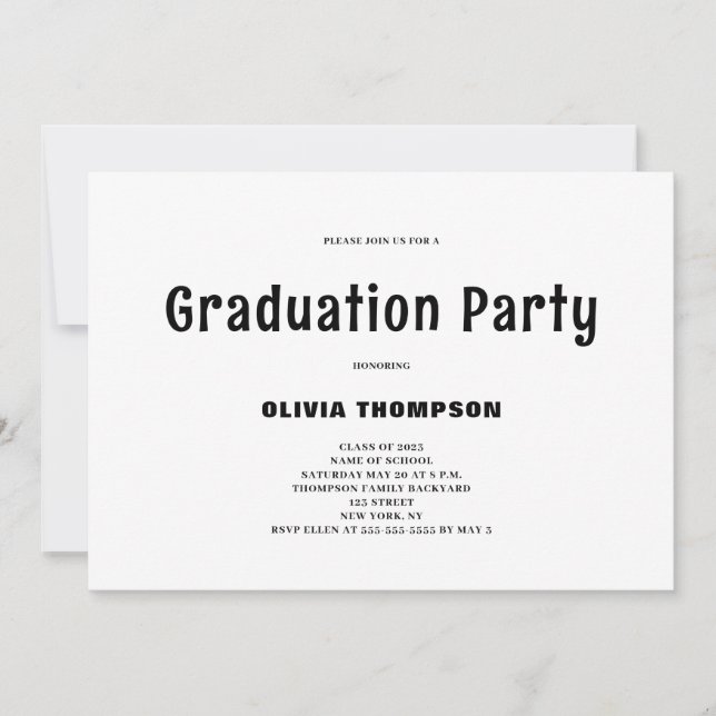 Invitation de la fête de graduation moderne (Devant)