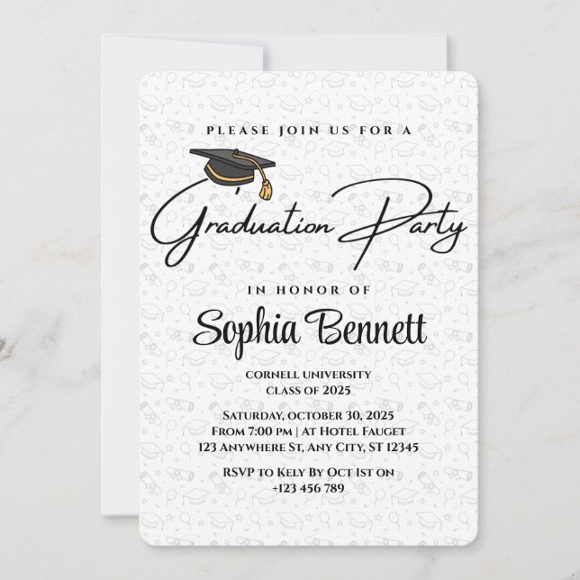 Invitation de la fête de graduation moderne (Devant)