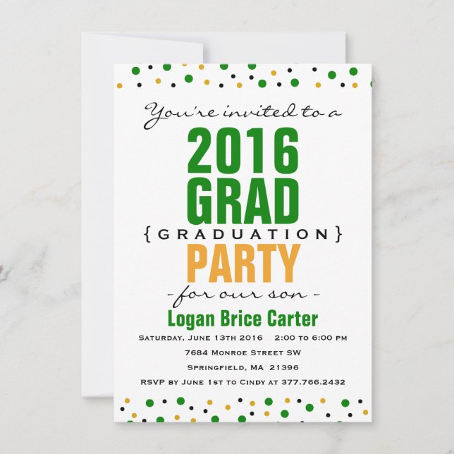 Invitation de la fête de graduation moderne 2016 - (Devant)