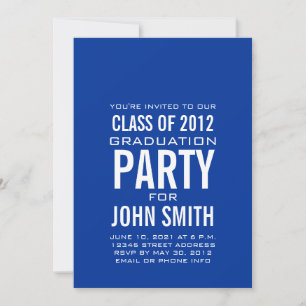 Invitation de la Fête de graduation moderne Bleu B