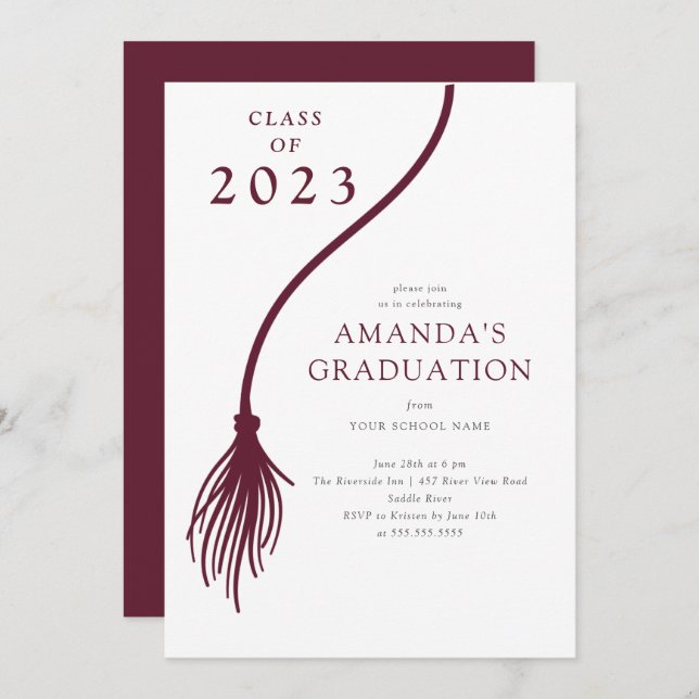 Invitation de la fête de graduation moderne de la  (Devant / Derrière)