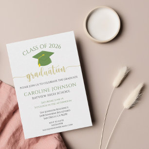 Invitation de la fête de graduation moderne verte