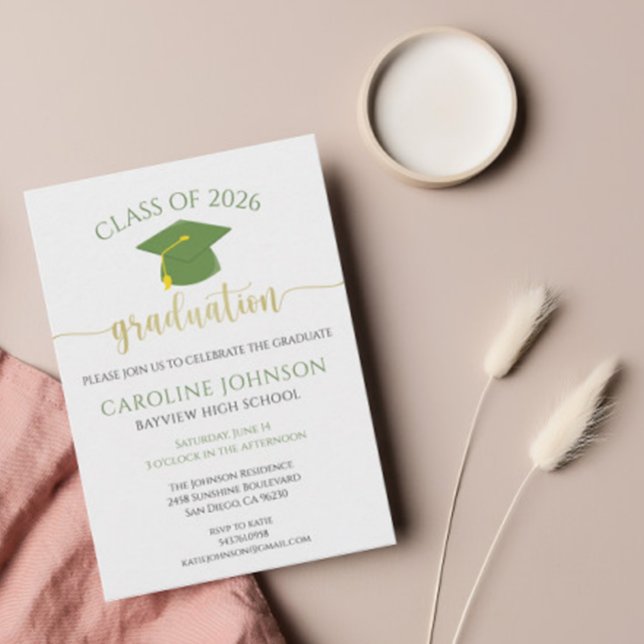 Invitation de la fête de graduation moderne verte  (Créateur téléchargé)