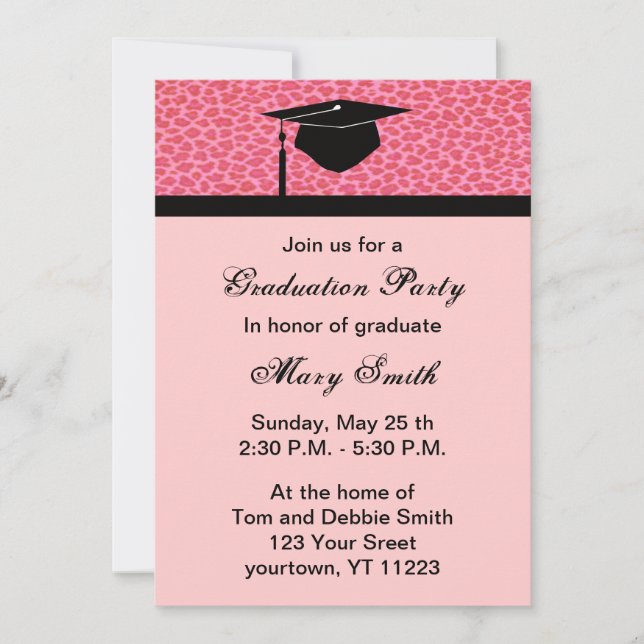 Invitation de la fête de graduation Monogram Pink  (Devant)