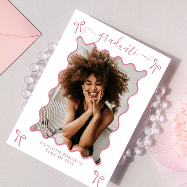 Invitation de la fête de graduation Pink Bow (Créateur téléchargé)