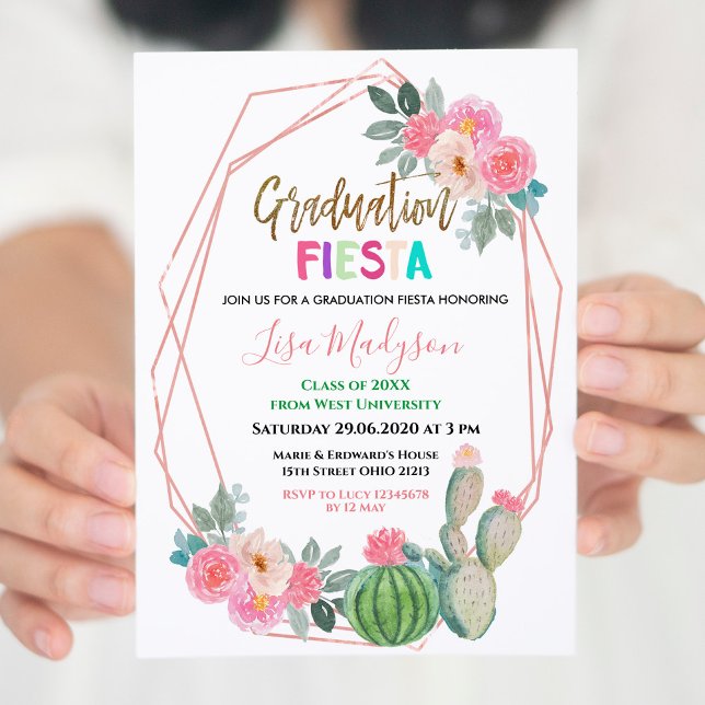 Invitation de la fête de graduation Pink Fiesta (Créateur téléchargé)