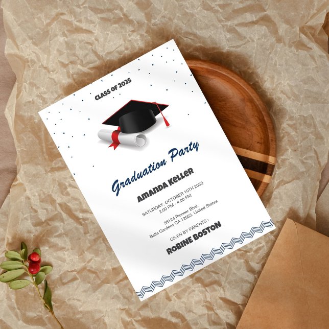 Invitation de la fête de graduation propre et clas (Créateur téléchargé)