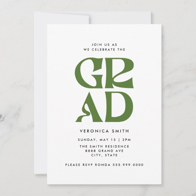 Invitation de la fête de graduation rétro (Devant)