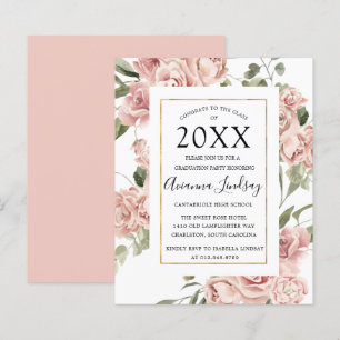 Invitation de la fête de graduation rose budget