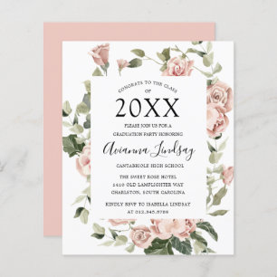 Invitation de la fête de graduation rose budget