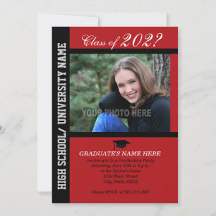 Invitation de la fête de graduation - rouge foncé-