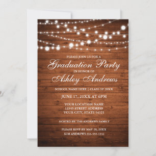Invitation de la fête de graduation Rustic Wood Li