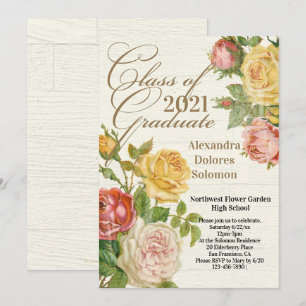 Invitation de la fête de graduation vintage Floral