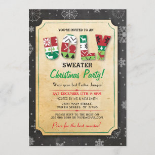 Invitation de la fête de jumper moche Noël
