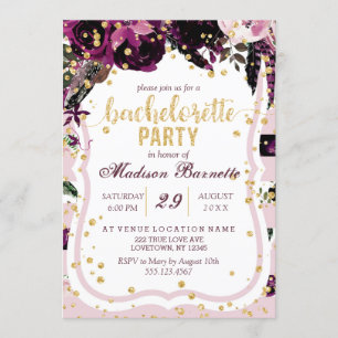 Invitation de la fête de la Bachelorette violette