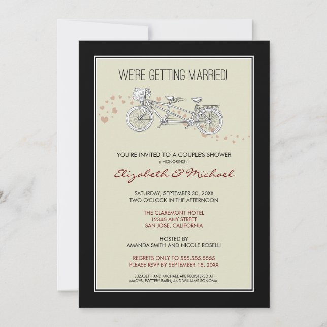 Invitation de la Fête de la mariée du couple (Devant)