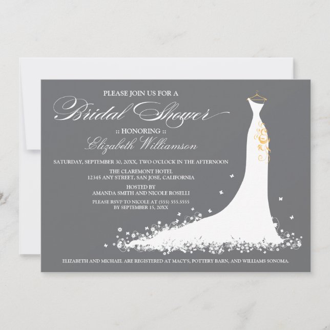 Invitation de la fête de la mariée Mariage (gris) (Devant)