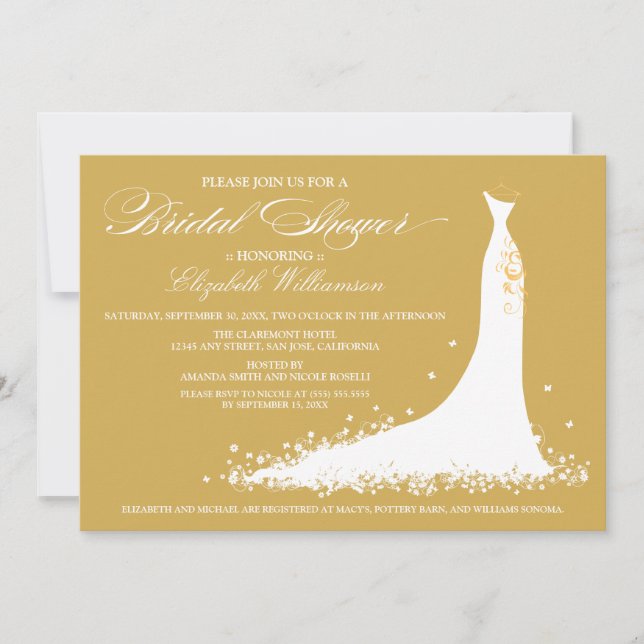 Invitation de la fête de la mariée Mariage (or) (Devant)