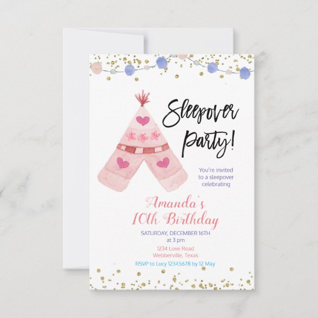 Invitation de la fête de la nuit de Teepee (Devant)