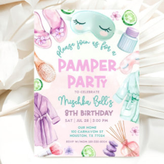 Invitation de la fête de la Pamper, Filles Spa Ann