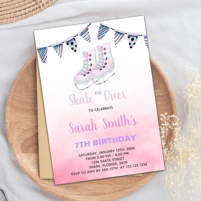 Invitation de la fête de la patinoire d'hiver pour (Ice Skating Birthday Invitations)