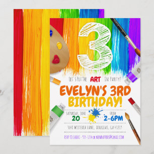 Invitation de la fête de la peinture, fête d'anniv