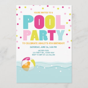 Invitation de la fête de la piscine Anniversaire F