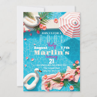 Invitation de la fête de la piscine d'anniversaire