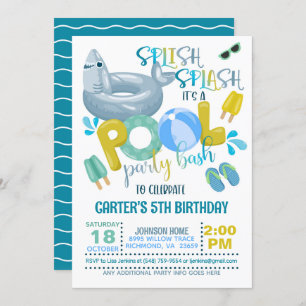 Invitation de la fête de la piscine de requins