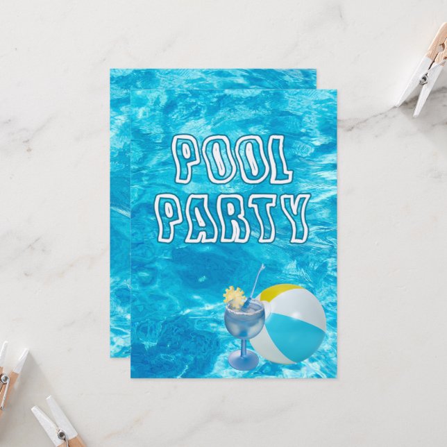 Invitation de la fête de la piscine d'été (Devant/Arrière en situation)