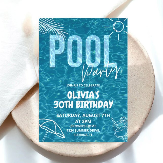 Invitation de la fête de la piscine pour adultes A (Créateur téléchargé)
