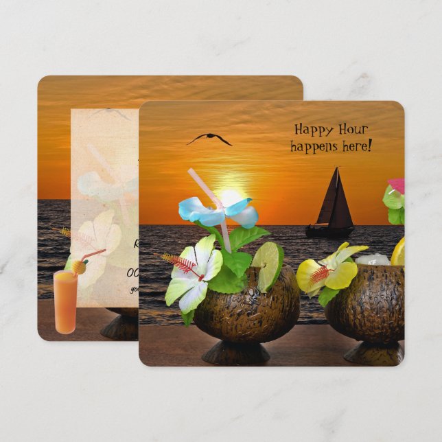 Invitation de la fête de la plage d'été (Devant / Derrière)