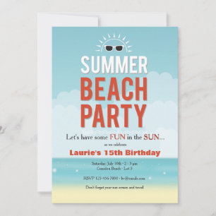 Invitation de la fête de la plage d'été ensoleillé