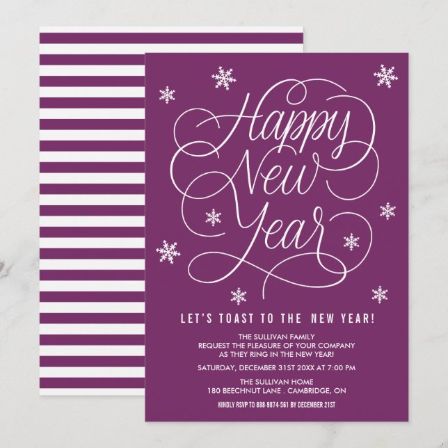 Invitation de la fête de la Réveillon de Purple Wh (Devant / Derrière)