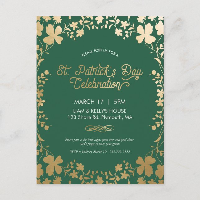 Invitation de la fête de la Saint Patrick - Carte  (Devant)