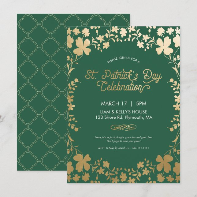 Invitation de la fête de la Saint-Patrick - Carte  (Devant / Derrière)