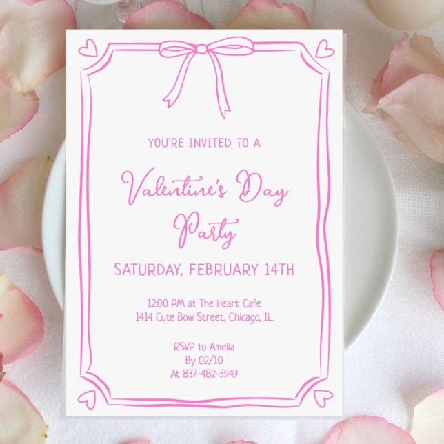 Invitation de la fête de la Saint Valentin Pink Bo (Créateur téléchargé)