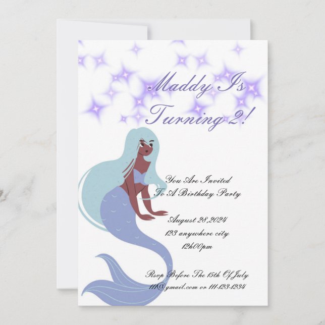 Invitation de la Fête de la Sirène pour les filles (Devant)