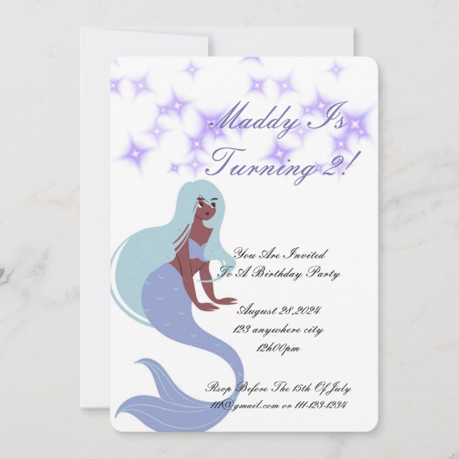 Invitation de la Fête de la Sirène pour les filles (Devant)