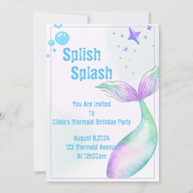 Invitation de la Fête de la Sirène pour les filles (Devant)