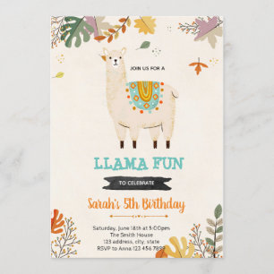 Invitation de la fête de lama bohème d'automne