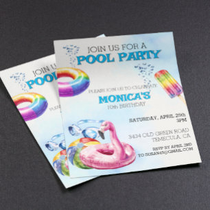 Invitation de la fête de l'aquarelle du pool